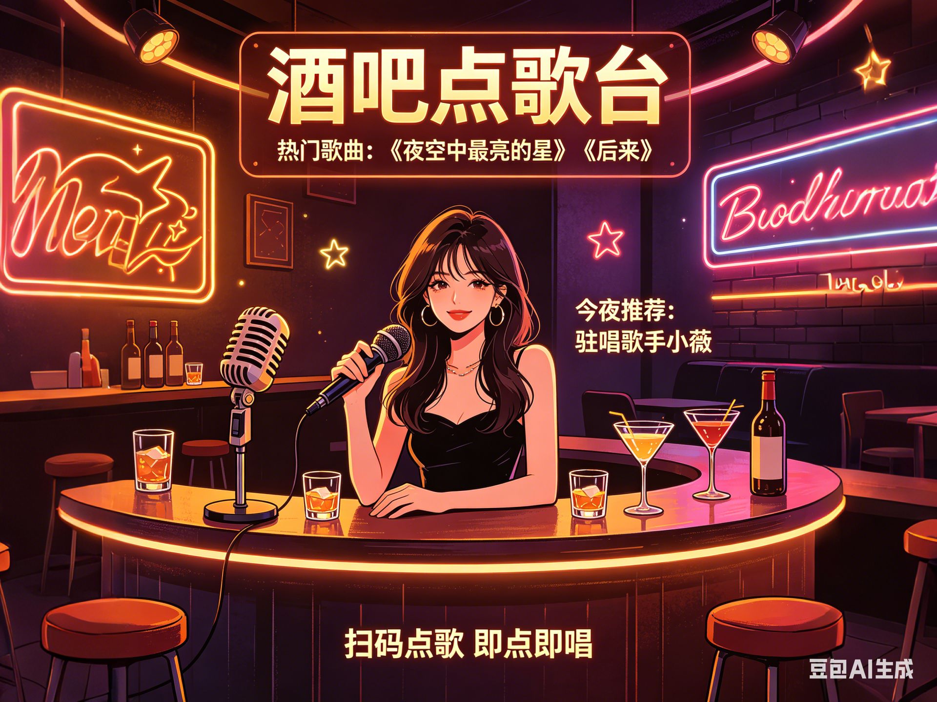 酒吧点歌平面插画广告 (1).jpg