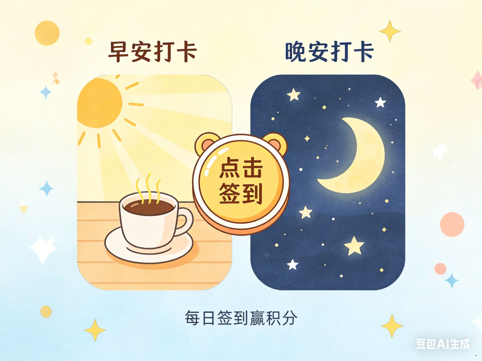 早晚安打卡签到平面插画广告 (1).jpg