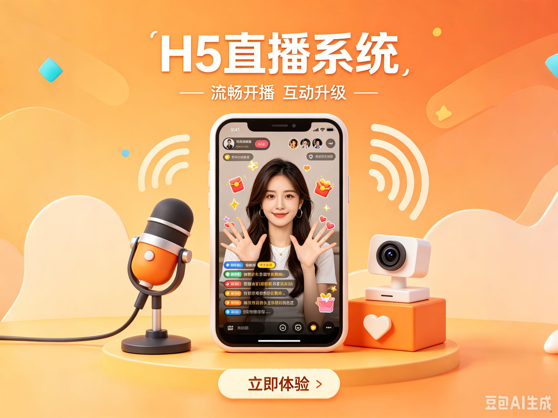 平面插画风格微信H5直播广告图生成.jpg